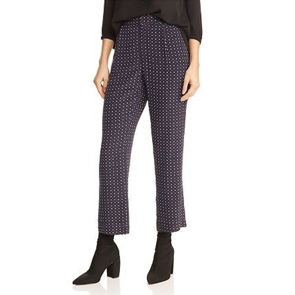 Joie Dicra Trousers 4 Navy Starburst Polka Dot‎ High Rise Wide Leg Ankle Slacks